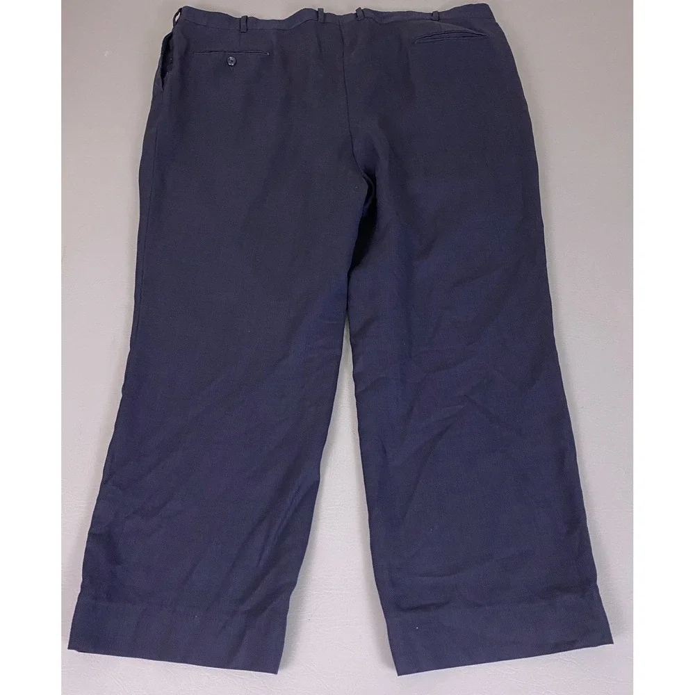 Vintage Dress Pants Trousers Men's 44x28 Navy Blue Pleated Front Relaxed Fit